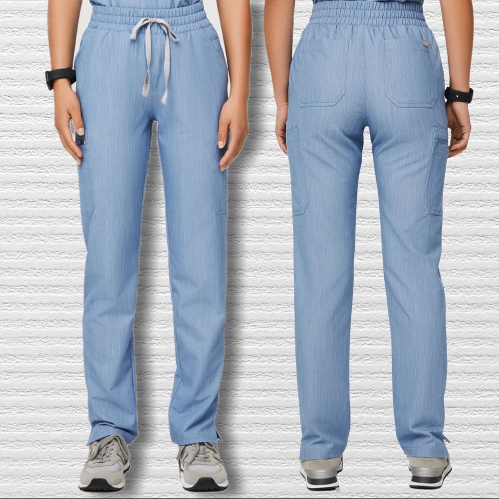 Figs Heather Indigo High-Waisted Yola Scrub Pants